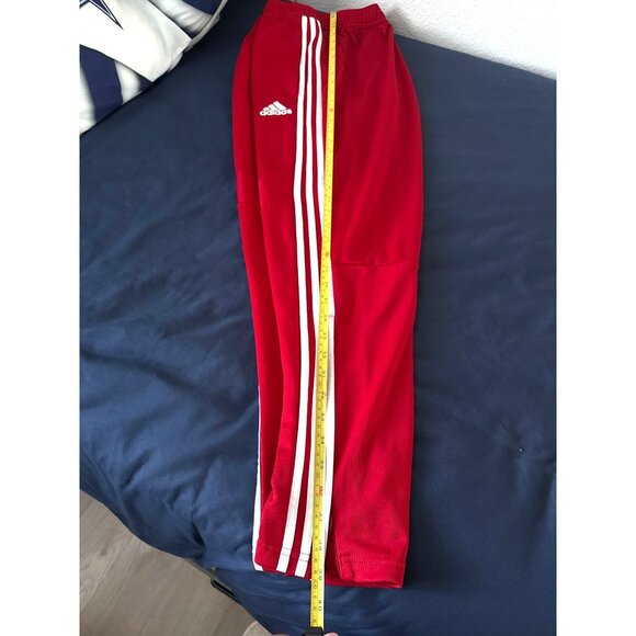 Adidas Mens Red Jogger Pants With White Stripes Elastic Waistband Slim Fit Z L - Picture 5 of 6